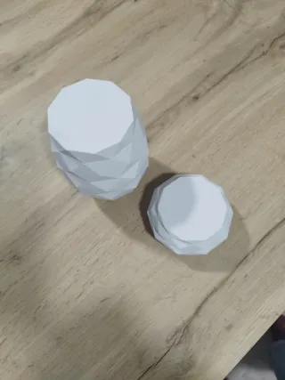 Juego de 2 jarrones geométricos blancos
