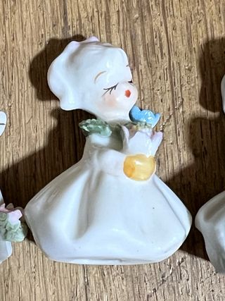 Conjunto 3 Figuras Anjinhos Vintage em Porcelana -
