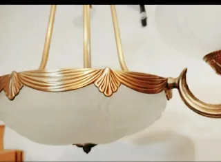 Lámpara vintage de bronce de 3 brazos