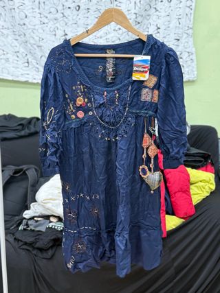 Vestido Desigual Azul Multicolor Talla 38