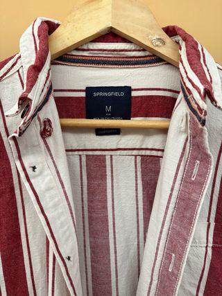 Camisa Springfield Rayas Granate y Blanco Talla M