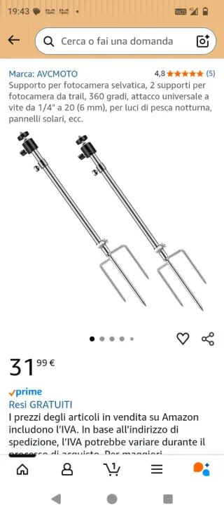 2 supporti acciaio per fotocamera selvatica