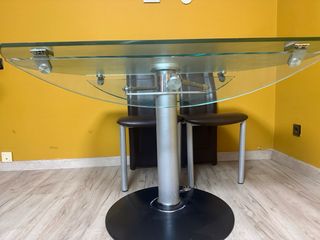 Mesa Comedor Cristal Templado Abatible 130cm