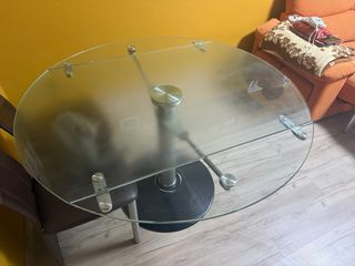 Mesa Comedor Cristal Templado Abatible 130cm