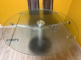 Mesa Comedor Cristal Templado Abatible 130cm