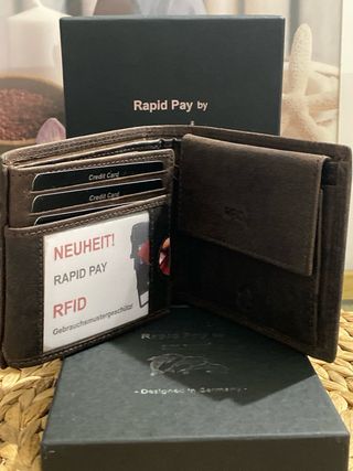 Cartera de piel marrón Dolphin