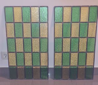 Cristales emplomados verdes y amarillos