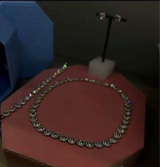 Conjunto Collar, Pulsera y Pendientes Brillantes