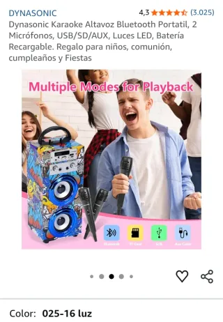 Altavoz Karaoke Bluetooth Dynasonic E 025