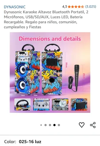 Altavoz Karaoke Bluetooth Dynasonic E 025