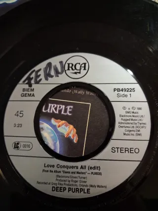 Deep Purple Love Conquers All Vinilo 7" 45 RPM