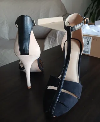 Sandalias Zara Tacon Bicolor Talla 36