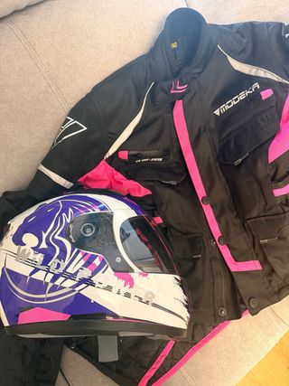 Chaqueta y casco de moto 7-12 años