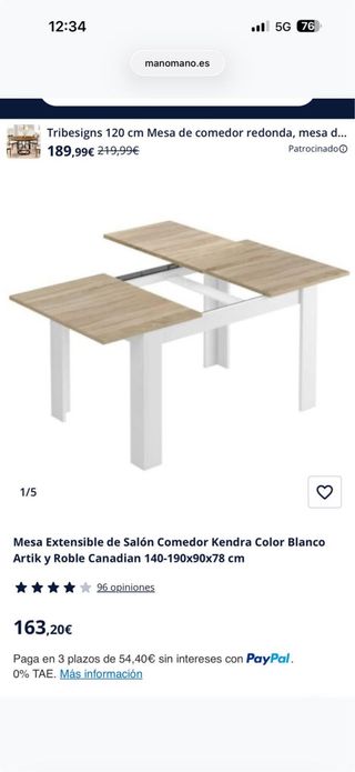 Mesa Comedor Kendra Extensible Roble