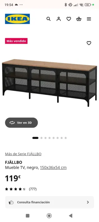 Mueble TV y mesita IKEA FJÄLLBO Negro/Madera