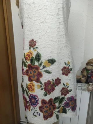 Vestido Desigual Blanco Flores Multicolor