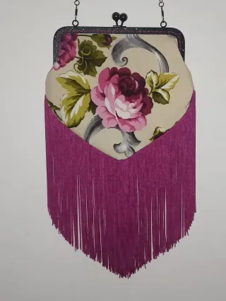 Bolso Flamenco Floral Rosa y Beige