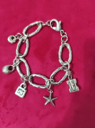 Pulsera eslabones plata con charms