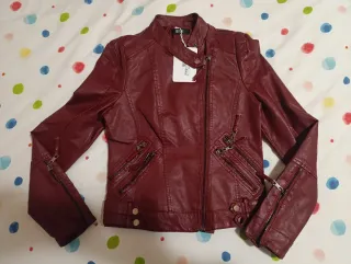 Chaqueta Biker Burdeos