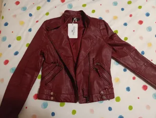 Chaqueta Biker Burdeos