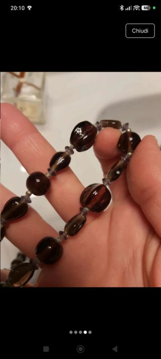 Collana in vetro marrone e grigio