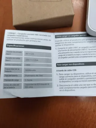 Cargador Portátil ABS Reciclado 5000mAh