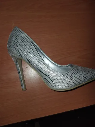 Tacon plateados brillantes para fiesta