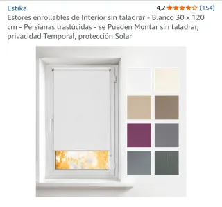 Estores enrollables blancos translucidos