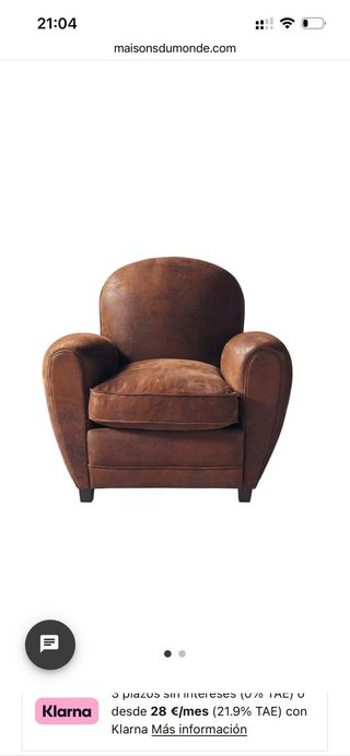 Sillón de piel Maisons du Monde modelo Arizona