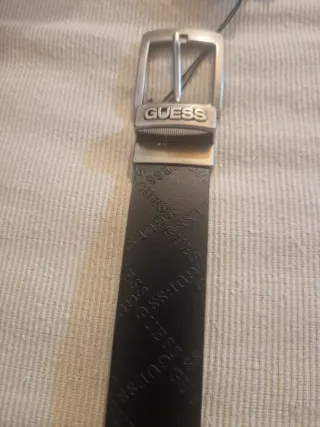 Cintura Guess Uomo Pelle Nera Fibbia Argento