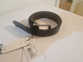 Cintura Guess Uomo Pelle Nera Fibbia Argento