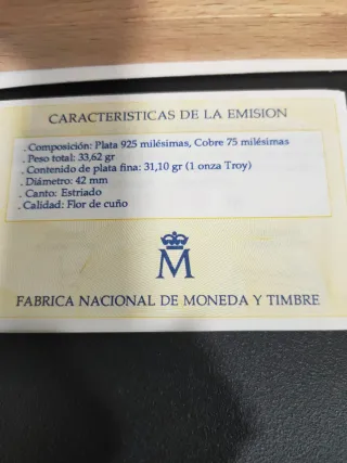 Moneda 5 ECU Plata 1989 Fábrica Nacional