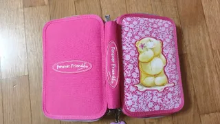 Estuche escolar rosa con osito "Forever Friends"