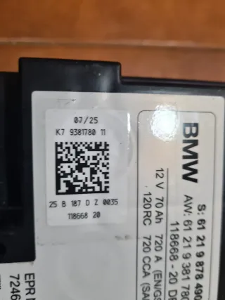 Batería Varta AGM 70Ah BMW 12V