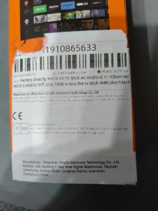 MX10 F3 TV Stick 4K Android TV