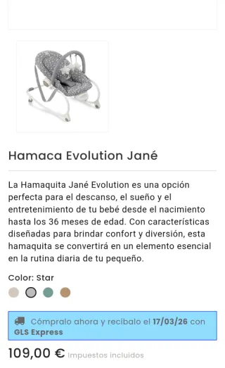 Hamaca Jane Evolution Bebes.