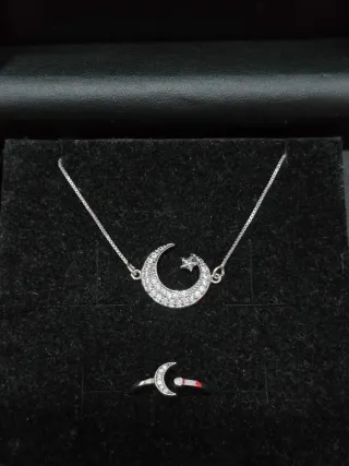 Conjunto Plata 925 Luna y Estrella