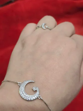 Conjunto Plata 925 Luna y Estrella