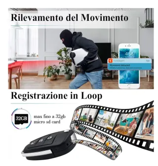 Telecamera Spia Chiave Auto 1080P HD
