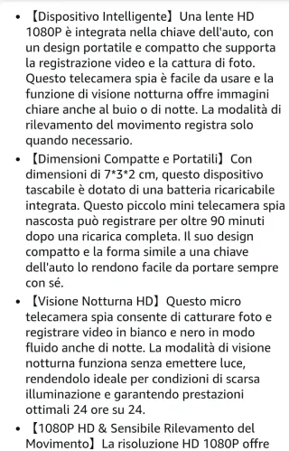 Telecamera Spia Chiave Auto 1080P HD