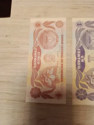 2 Billetes Nicaragua 1 y 5 Centavos