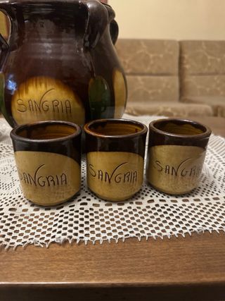 Juego Sangría Cerámica Marrón y Beige