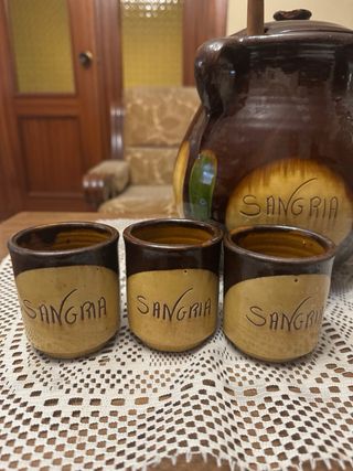 Juego Sangría Cerámica Marrón y Beige