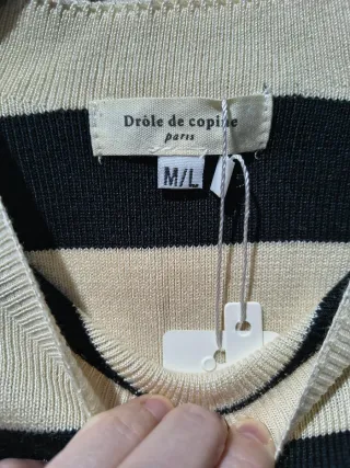 Jersey rayas beige y negro mujer