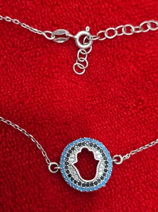 Collar plata Hamsa circonitas