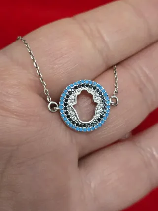 Collar plata Hamsa circonitas