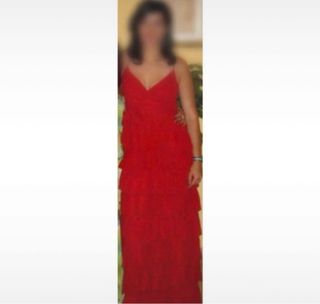 Vestido rojo largo volantes