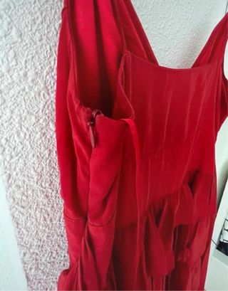 Vestido rojo largo volantes