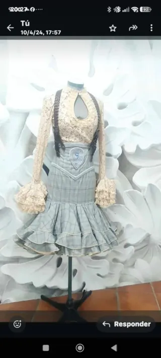 Falda Rociera Beige y Azul Talla Única