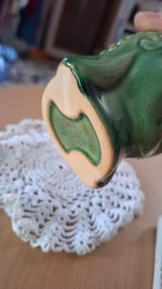 Testa di Buddha verde in ceramica